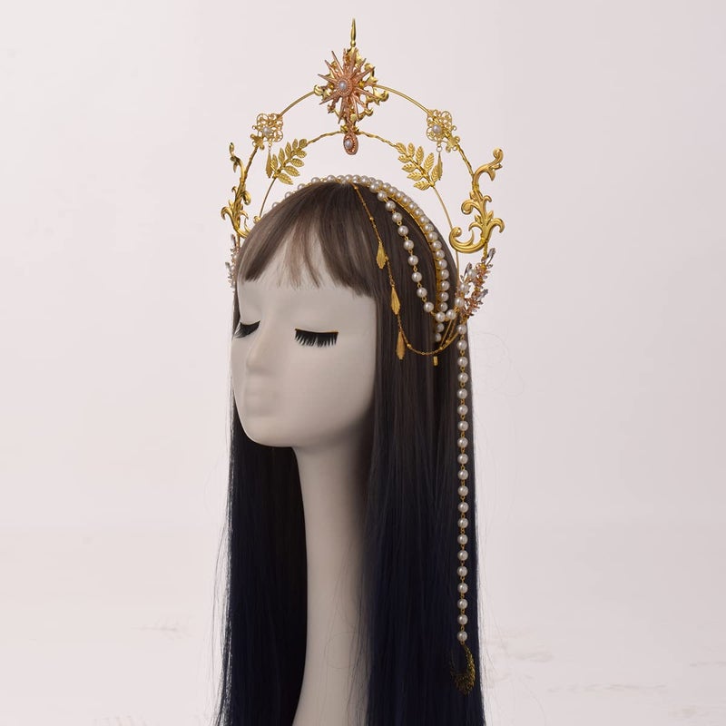 BLESSUME Halo Crown Mary Goddess Headband Women's Halloween Costume Goddess Headpiece (Style 11) - Image 4